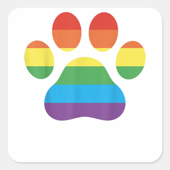 Pegatina Cuadrada Pasta de perro imprime la bandera arcoiris LGBTQ q (Anverso)