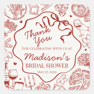 Pegatina Cuadrada Pasta Italiana Eso Es Amor Favor para Fiesta de De