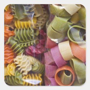 Pegatina Cuadrada Pasta multicolor, Torri del Benaco, Verona