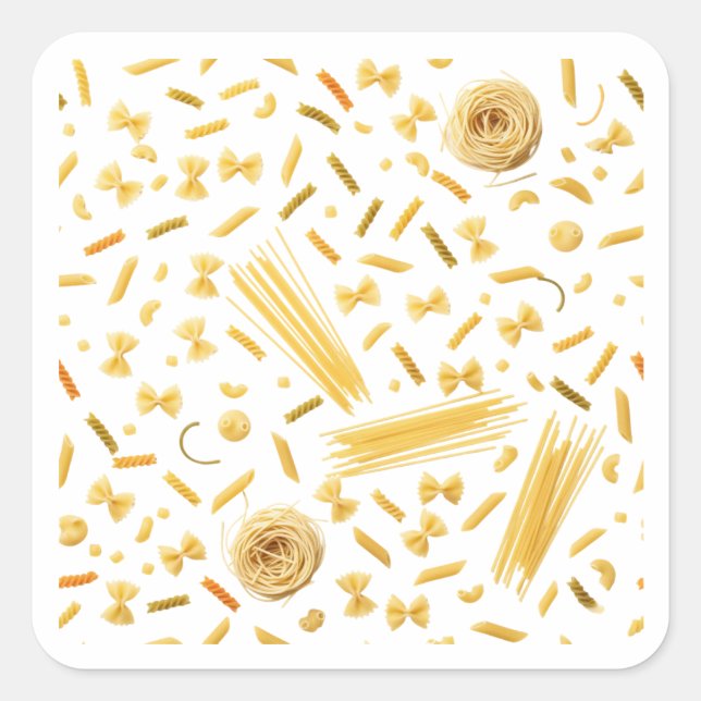 Pegatina Cuadrada Pasta Varieties Seamless Pattern Sticker (Anverso)