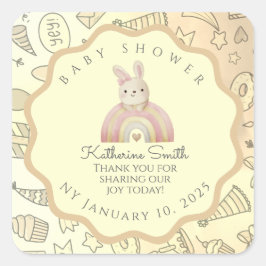 Pegatina Cuadrada pastel beige Whimsical Pastel Stickers Babyshower 