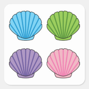 Pegatina Cuadrada Pastel Colorful Seashell Pack