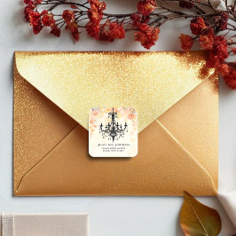 Pegatina Cuadrada Pastel Colors Chic Floral Vintage Chandelier