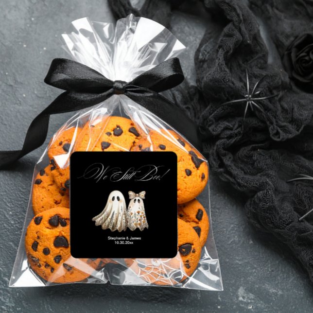 Pegatina Cuadrada Pastel de Aniversario con tema de Boda de Hallowee (Subido por el creador)