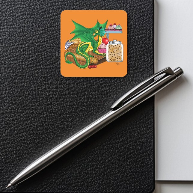 Pegatina Cuadrada Pastel de Dragón Verde (Subido por el creador)