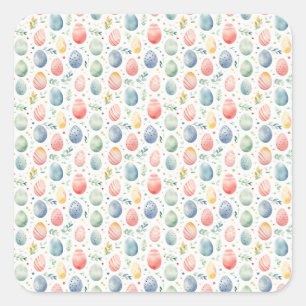 Pegatina Cuadrada Pastel de Huevo de Pascua Serenade