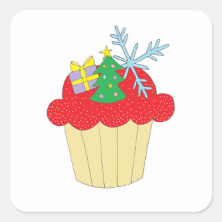 Pegatina Cuadrada Pastel de navidades