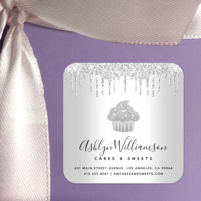 Pegatina Cuadrada Pastel de pastel de plata Panadería Pastelería Che (Subido por el creador)