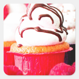 Pegatina Cuadrada Pastel de pastelería de postre