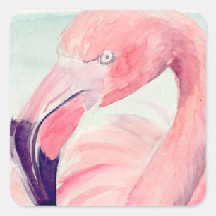Pegatina Cuadrada Pastel Flamingo