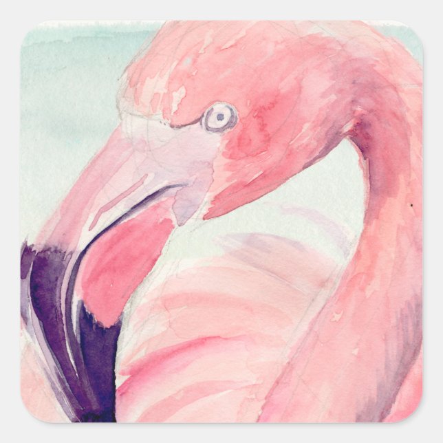 Pegatina Cuadrada Pastel Flamingo (Anverso)