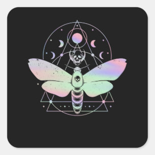 Pegatina Cuadrada Pastel Gótico Cute Moth Espiritual Moon