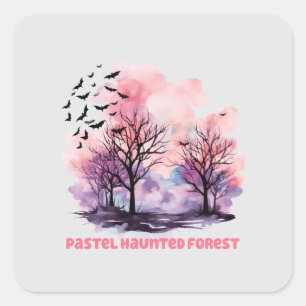 Pegatina Cuadrada Pastel Haunted Forest
