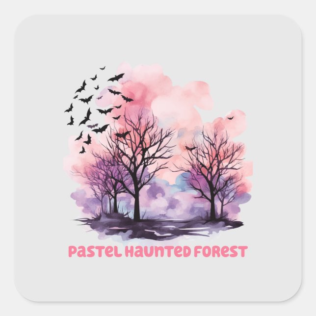 Pegatina Cuadrada Pastel Haunted Forest (Anverso)