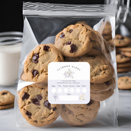 Pegatina Cuadrada Pastel Panadería Alergia Ingredientes Seguridad al