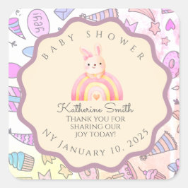Pegatina Cuadrada PASTEL Playful Icons Personal Touches babyshower