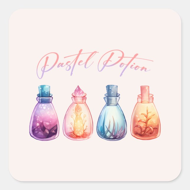 Pegatina Cuadrada Pastel Potion (Anverso)