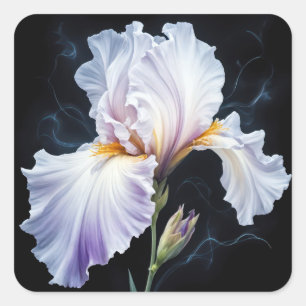 Pegatina Cuadrada Pastel Purple Iris Blossom