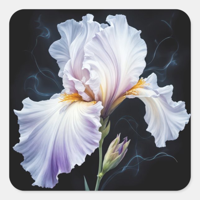 Pegatina Cuadrada Pastel Purple Iris Blossom (Anverso)