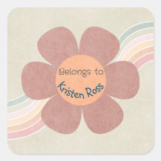 Pegatina Cuadrada Pastel Retro Daisies & Rainbows pertenece a Sticke