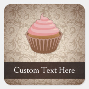 Pegatina Cuadrada Pastel rosa/marrón