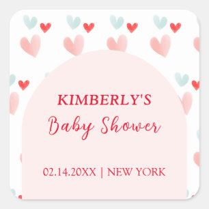 Pegatina Cuadrada Pastel SCariño Arch Valentines Baby Shower