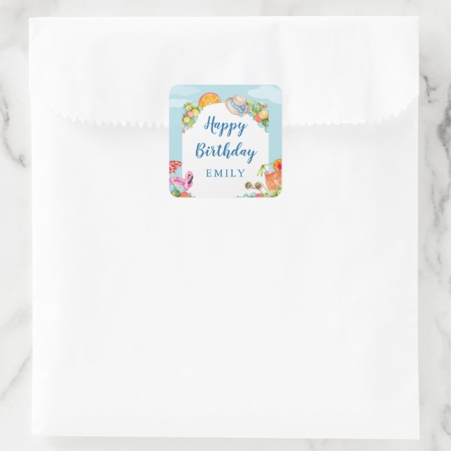 Pegatina Cuadrada Pastel Summer Birthday (Bolso)