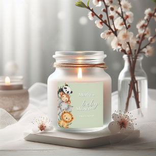 Pegatina Cuadrada Pastel Tropical Baby Shower Jungle Safari Animales