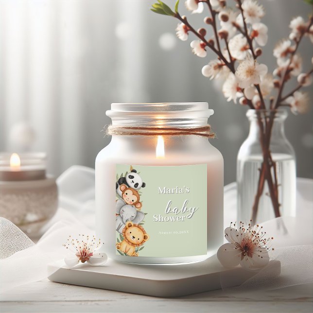 Pegatina Cuadrada Pastel Tropical Baby Shower Jungle Safari Animales (Subido por el creador)