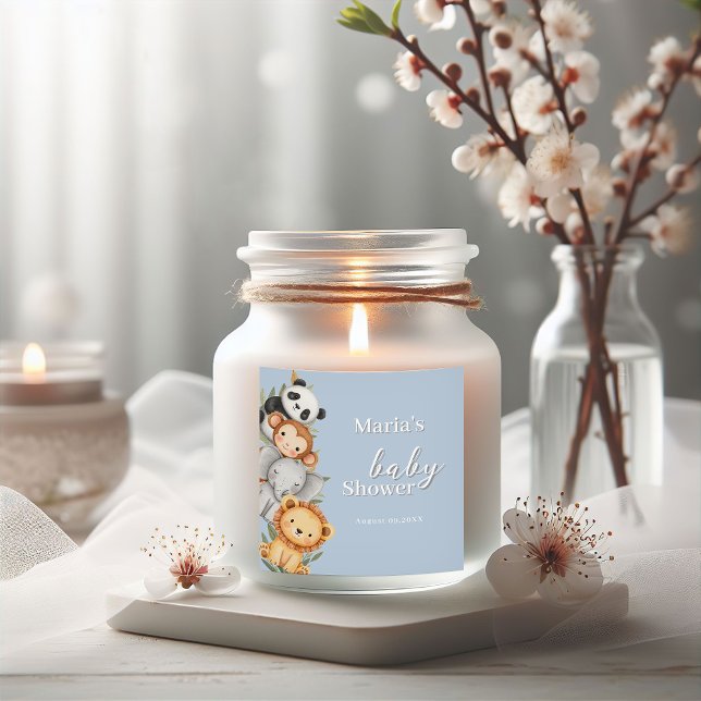 Pegatina Cuadrada Pastel Tropical Baby Shower Jungle Safari Animales (Subido por el creador)