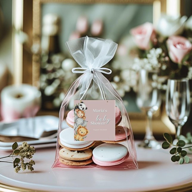 Pegatina Cuadrada Pastel Tropical Baby Shower Jungle Safari Animales (Subido por el creador)