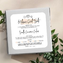 Pegatina Cuadrada Pastel Watercolor Moderno Licencia de Comida Panad