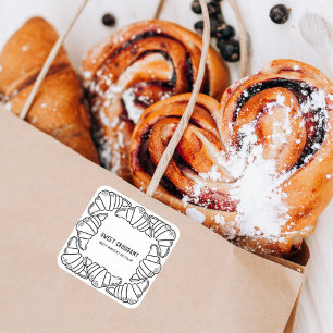 Pegatina Cuadrada Pastelería de dulces croissant