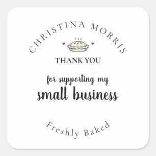 Pegatina Cuadrada Pastelería Personalizada de Pequeño Lote Gracias