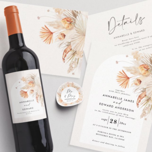 Pegatina Cuadrada pasto botánico moderno rústico de pampas Mr & Mrs. (Subido por el creador)