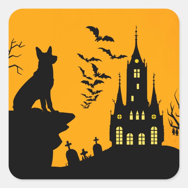 Pegatina Cuadrada Pastor alemán (Anverso)