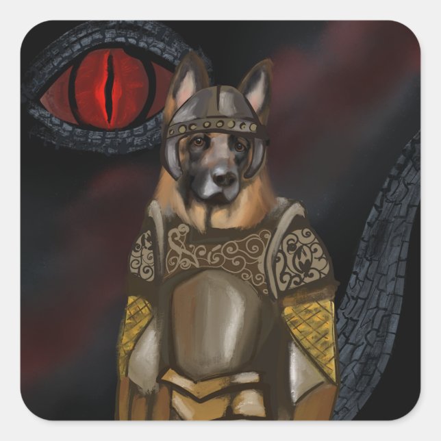 Pegatina Cuadrada Pastor alemán (Anverso)