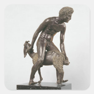 Pegatina Cuadrada Pastor que ordeña una cabra