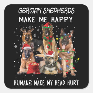 Pegatina Cuadrada Pastores alemanes me hacen felices a los humanos