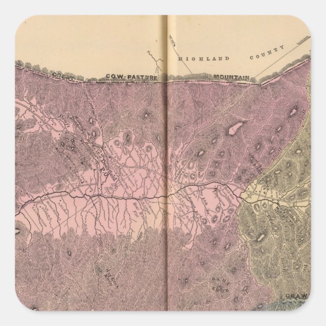 Pegatina Cuadrada Pasturas, Condado de Augusta (Anverso)