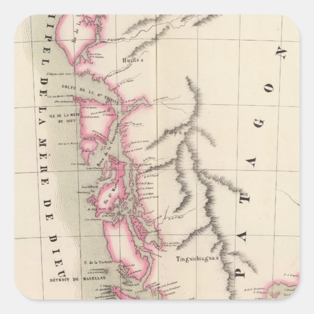 Pegatina Cuadrada Patagonia, Sudamérica 40 (Anverso)