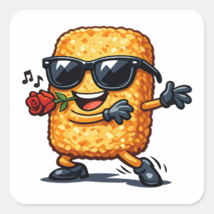 Pegatina Cuadrada Patatas Fritas Bailarinas