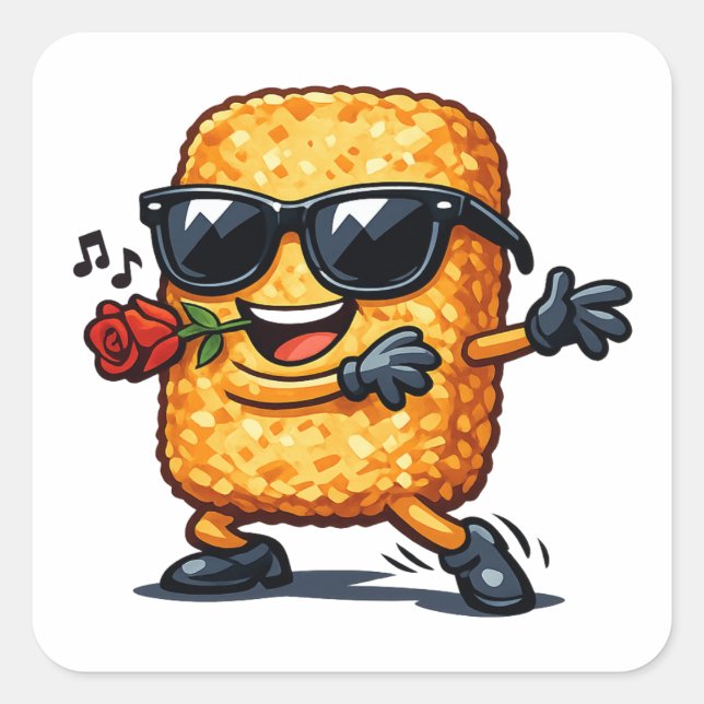 Pegatina Cuadrada Patatas Fritas Bailarinas (Anverso)