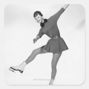 Pegatina Cuadrada Patinaje artístico femenino