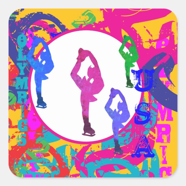 PEGATINA CUADRADA PATINAJE OLÍMPICO  (Anverso)
