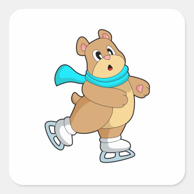Pegatina Cuadrada Patinaje sobre hielo (Anverso)