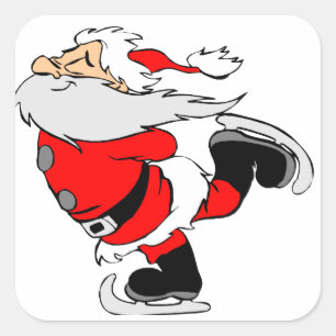 Pegatina Cuadrada Patinaje sobre hielo de Santa Claus