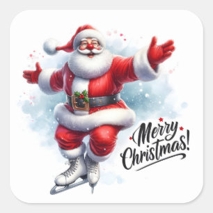 Pegatina Cuadrada Patinaje sobre hielo en el invierno de Wonderland