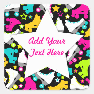 Pegatina Cuadrada Patines Retro