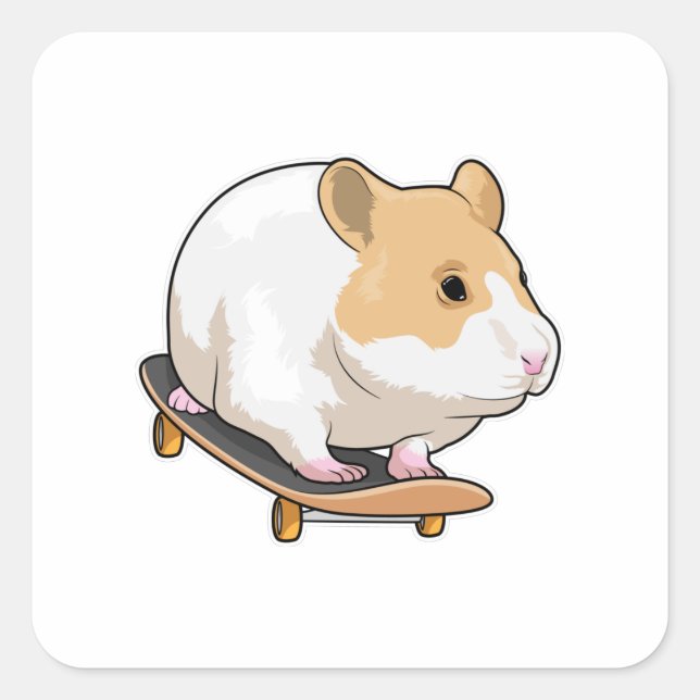 Pegatina Cuadrada Patineta de esquí de Hamster (Anverso)
